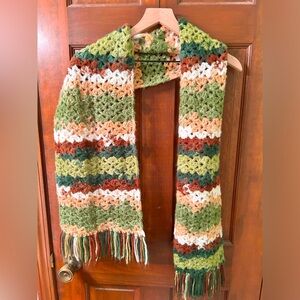 Hand made super soft earth tone winter scarf with fringe. Warm and cozy!